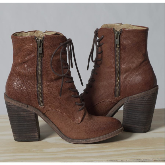 Frye Shoes - Frye Womens Brown Leather Lace-up Heeled Booties Size 6.5 B